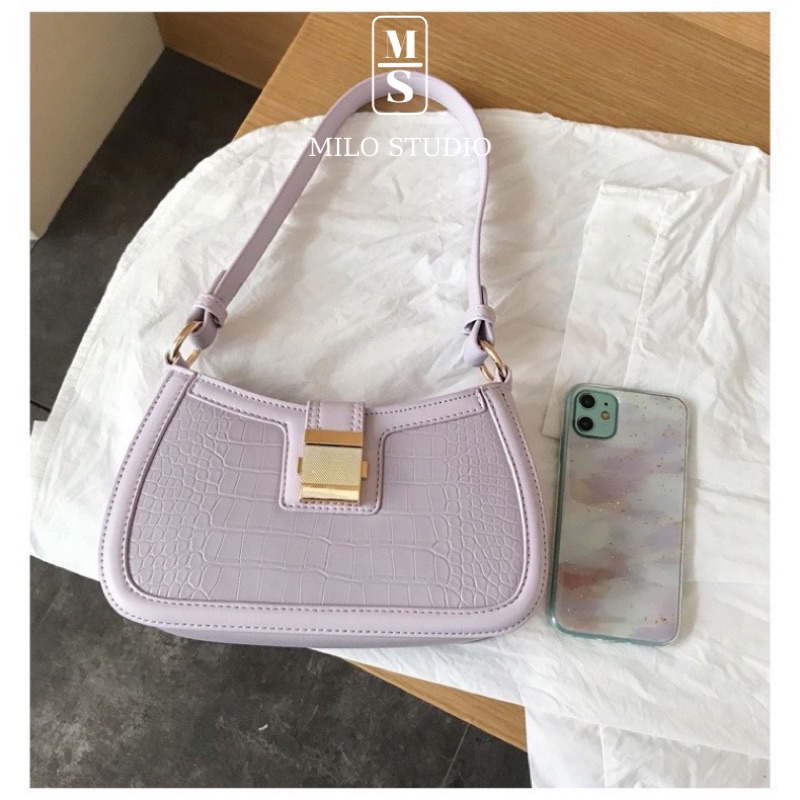 Túi kẹp nách da cá khoá vuông hot trend 2021 MILO STUDIO