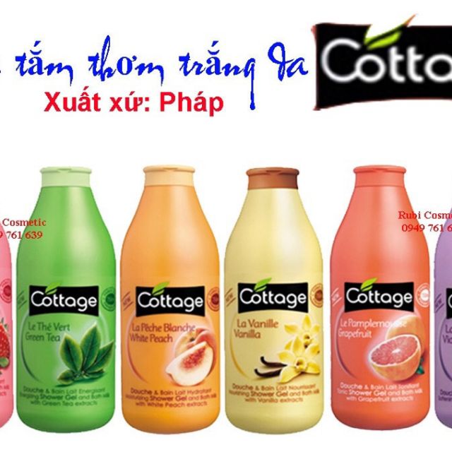 Sữa tắm dưỡng trsesng da cottage của Pháp