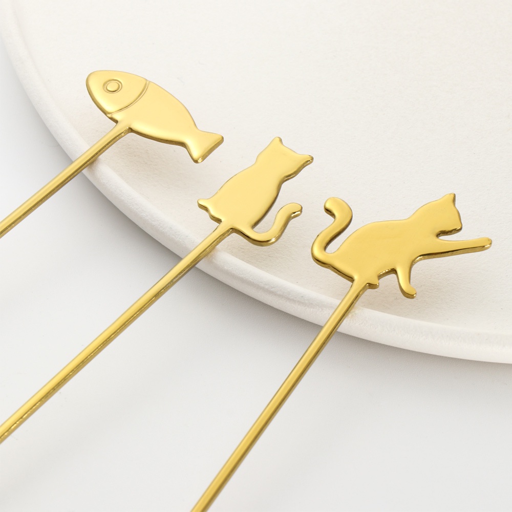 1 Muỗng Cà Phê Bằng Thép Không Gỉ Hình Mèo Hoạt Hình Dễ Thương Sáng Tạo