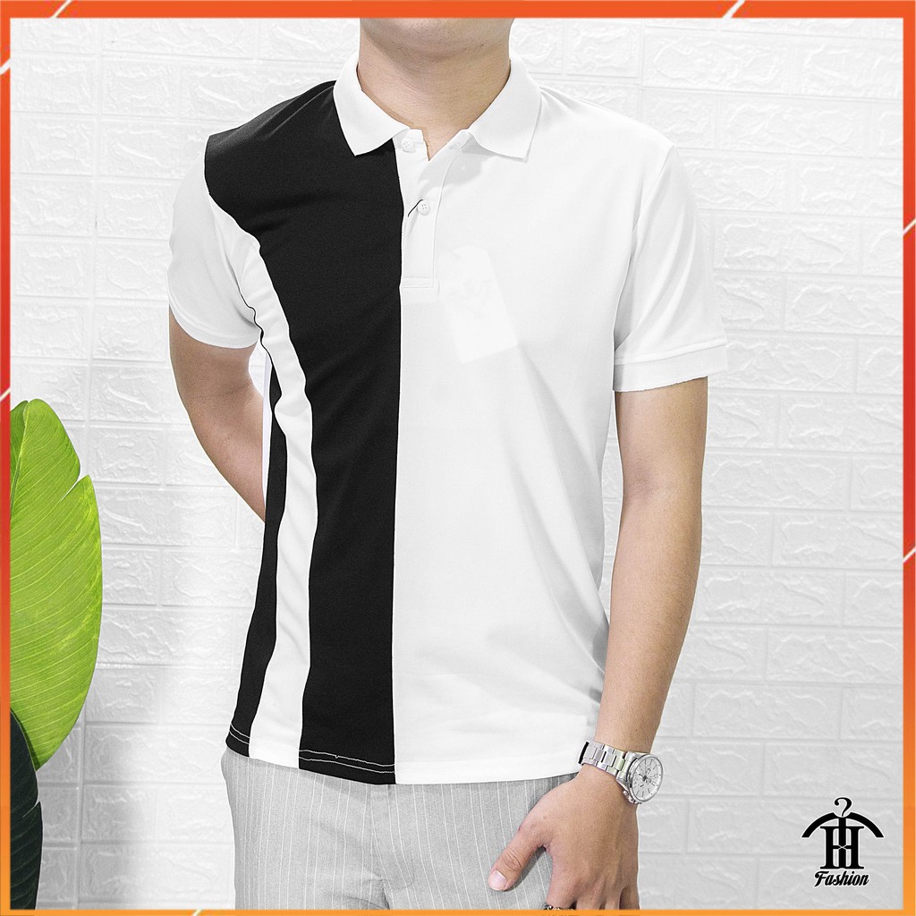 Áo polo nam áo thun nam cotton thoáng mát phối sọc đen trắng kiểu dáng lịch lãm pl209 | BigBuy360 - bigbuy360.vn