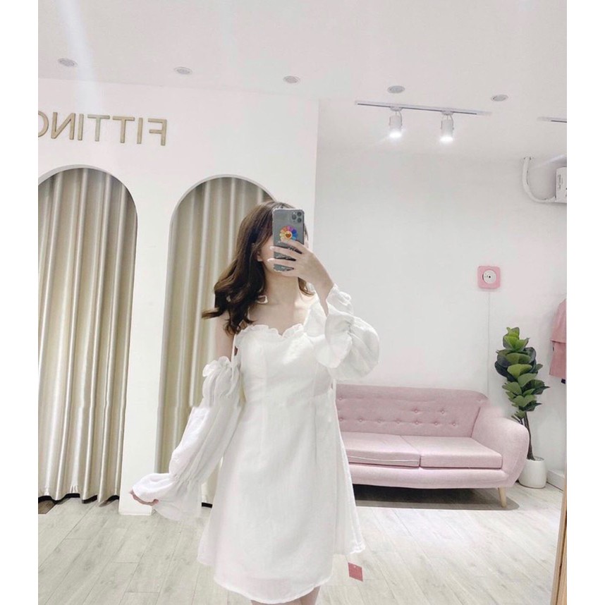 [NNY CLOTHING] Váy hai dây rớt vai tay bo CHANG DRESS - V018