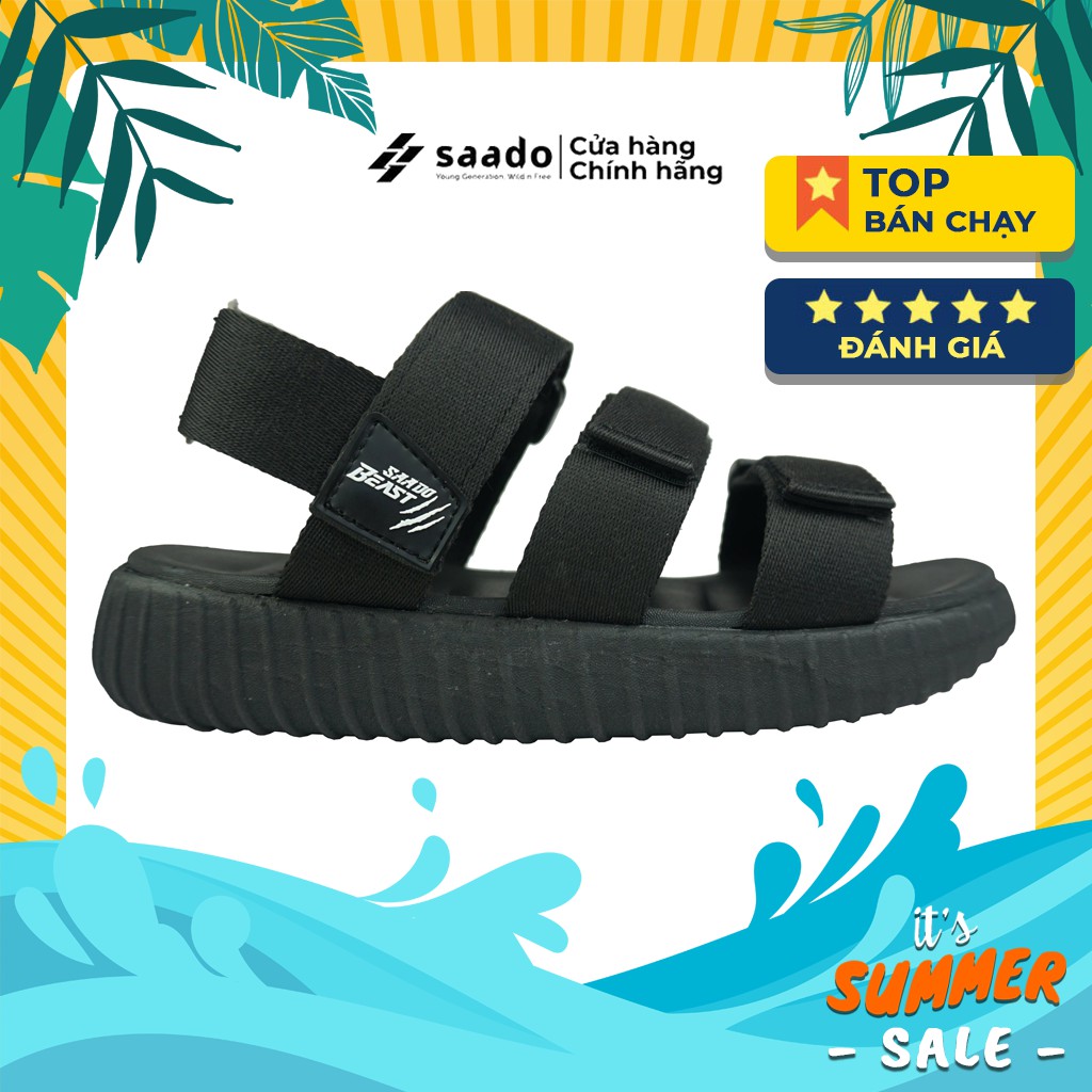 [CHÍNH HÃNG] SANDAL SAADO | BE03 - Black Wolf - Màu Đen Trơn | Giày Sandal Nam Nữ Đi Học Basic