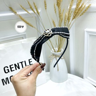 Bờm tóc nơ đính đá và hoa trà xinh xắn - mẫu bờm mới về, sẵn 2 màu đen - trắng , cài tóc hoa