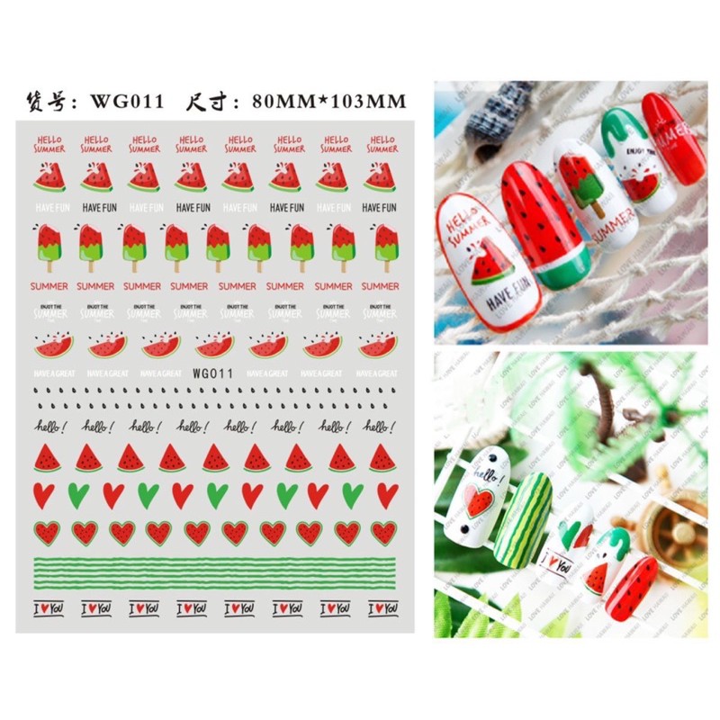 Sticker hoạ tiết trái cây, hình dán móng hoạ tiết trái cây trang trí móng nail