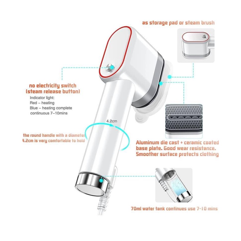 Bàn ủi hơi nước cầm tay chất lượng cao Asia SY5540 . Bàn ủi hơi nươc cầm tay mini , Bảo hành chính hãng 12 tháng