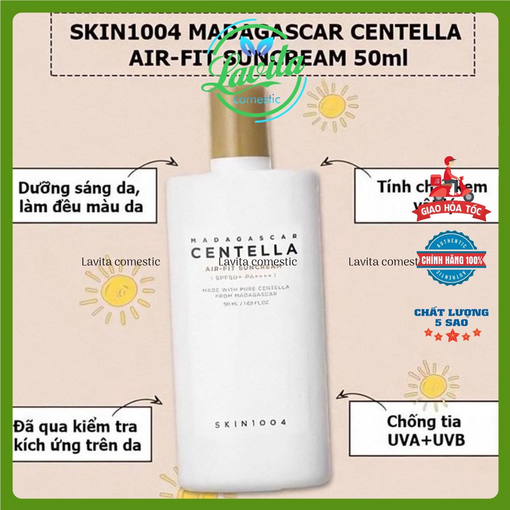 Skin1004  - Kem Chống Nắng Skin1004 Madagascar Centella -  Chiết Xuất Rau Má Mỏng Nhẹ, Không Trôi