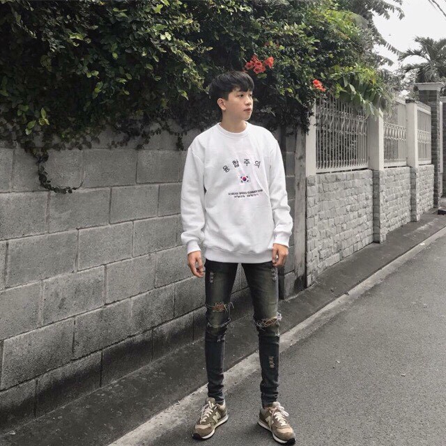 Áo sweater nỉ form rộng unisex Cờ Hàn Quốc, thời trang nam nữ ulzzang Wind | BigBuy360 - bigbuy360.vn