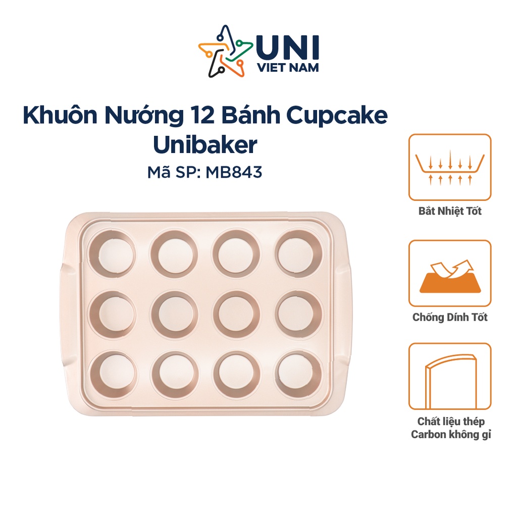 Khuôn nướng 12 bánh Cupcake Unibaker MB843