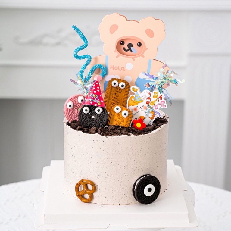 phụ kiện bánh sinh nhật [FREESHIP❤️] thiệp bé gấu dễ thương