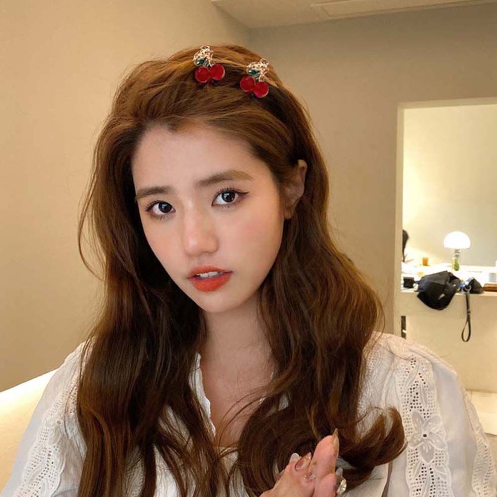 Kẹp Tóc Acrylic Họa Tiết Quả Cherry / Da Báo Nhiều Màu Thời Trang Hàn Quốc Cho Nữ