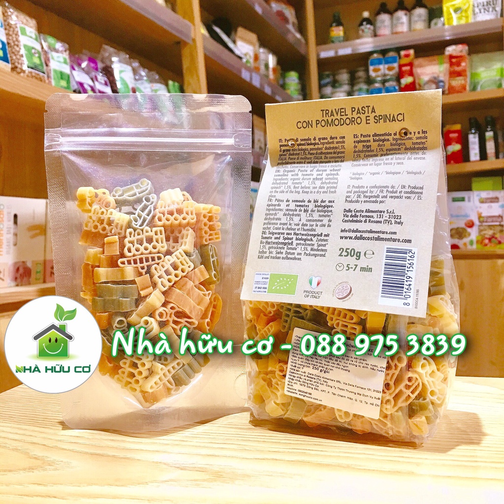 Nui rau củ hữu cơ cho bé ăn dặm HÌNH TÀU XE - DALLA COSTA 250g/100g - Date:4/2024 - Nhà Hữu Cơ