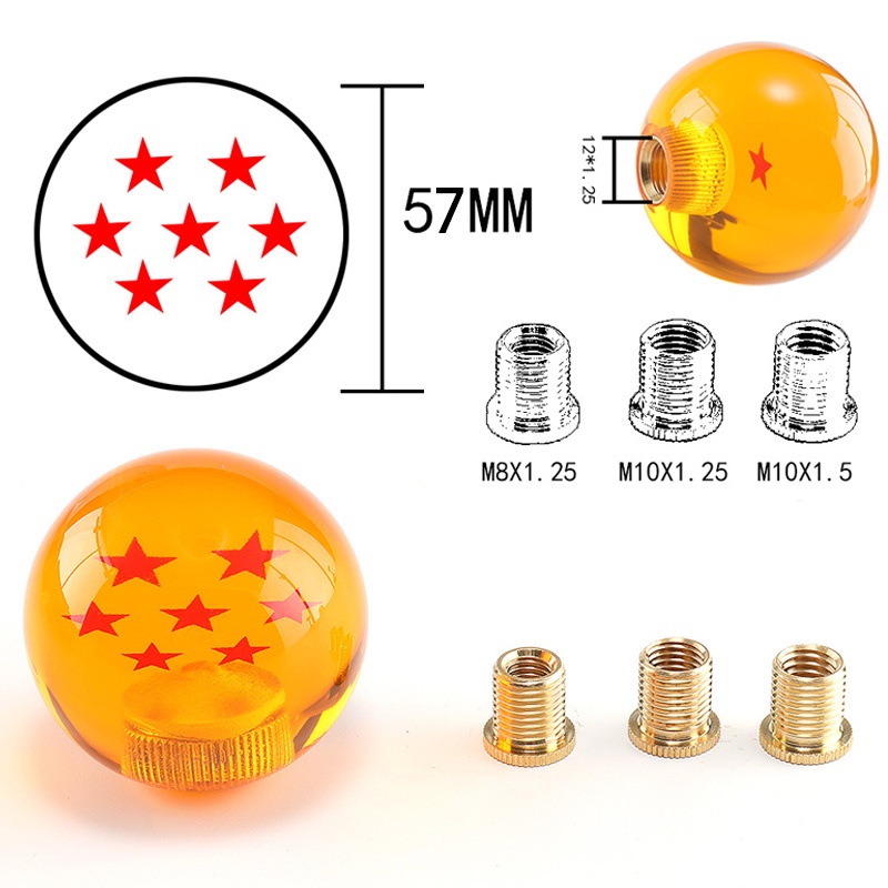 Tay Nắm Cần Số Hình Dragon Ball 1-7 Ngôi Sao Màu Hổ Phách Bằng Acrylic Tùy Chỉnh Chất Lượng Cao Cho Xe Hơi