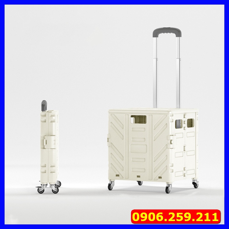 Xe kéo gập gọn hình vali - Thùng đựng đồ có bánh xe kéo đi chợ,gấp gọn đi du lịch