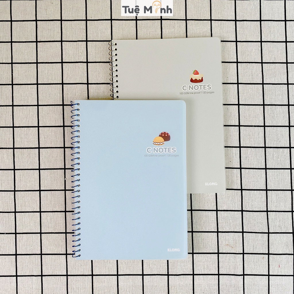 Vở note cornell B5 120 trang Klong bìa nhựa lò xo đơn C Notes ruột Dot grid ruột chấm và caro ô vuông 6x6 mm MS 587