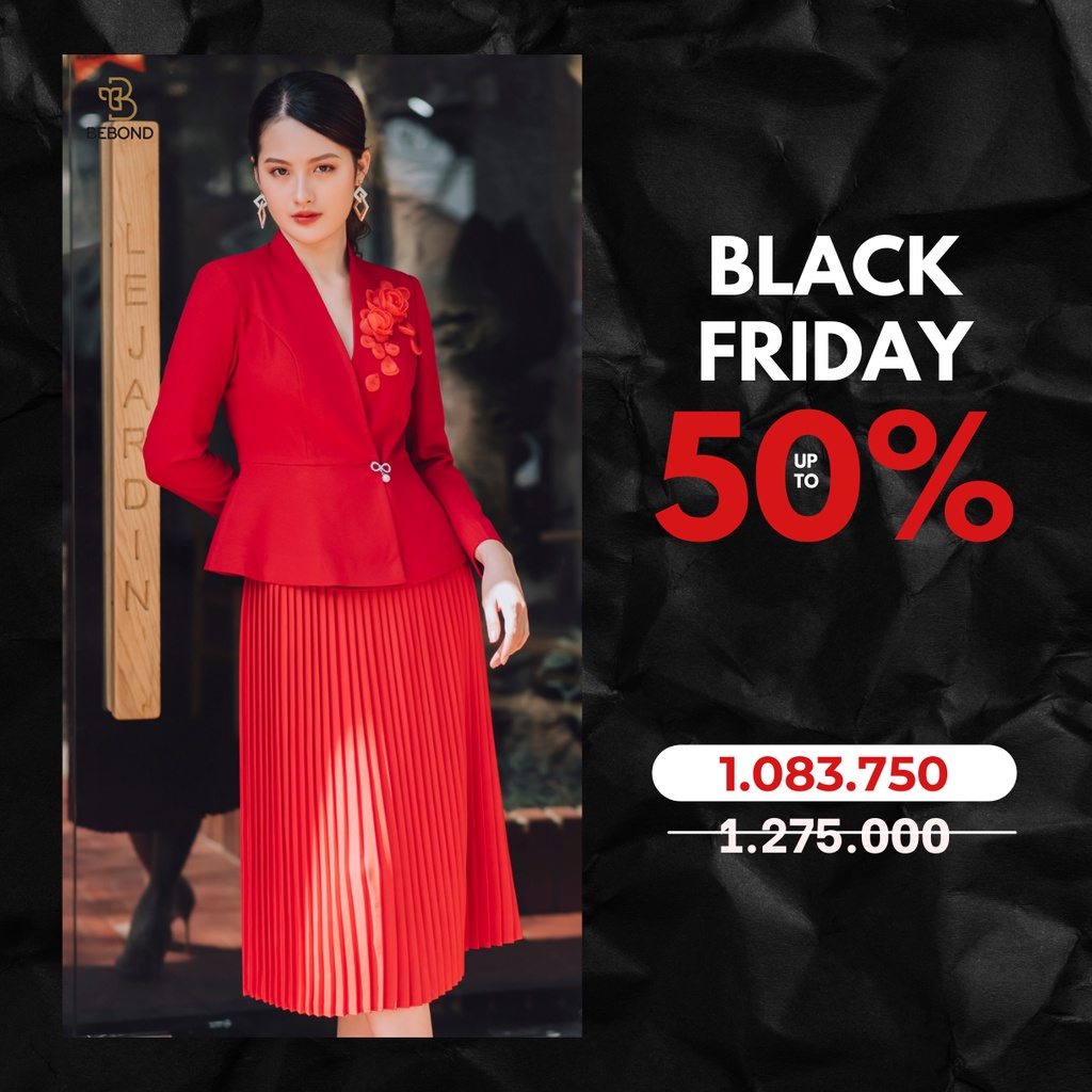 Set Áo Vest Chân Váy Nữ Màu Đỏ BEBOND Phong Cách Thời Trang Hàn Quốc Cùng Chất Liệu Vải Cao Cấp BBS06