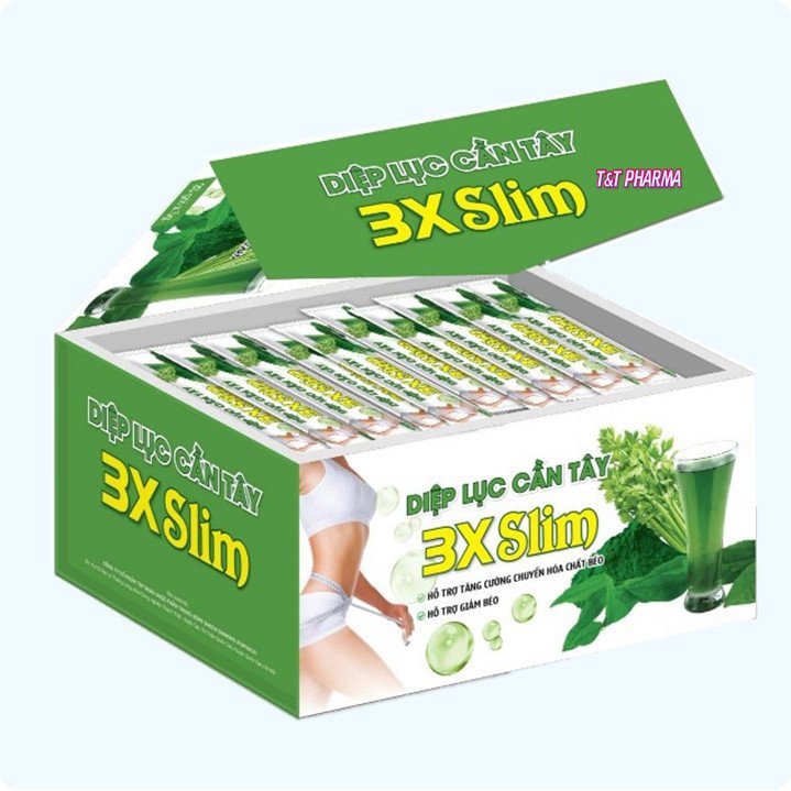 Diệp Lục Cần Tây 3X Slim- Hỗ Trợ Giảm Béo,Làm Đẹp Da,Hỗ Trợ Thải Độc Gan - Chất lượng an toàn tuyệt đối