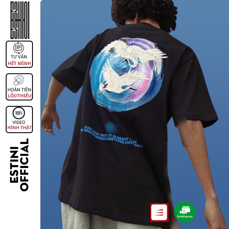 Áo thun tay lỡ form rộng ESTINI áo thun Unisex nữ nam chất cotton vải dày NUTHINK SẾU