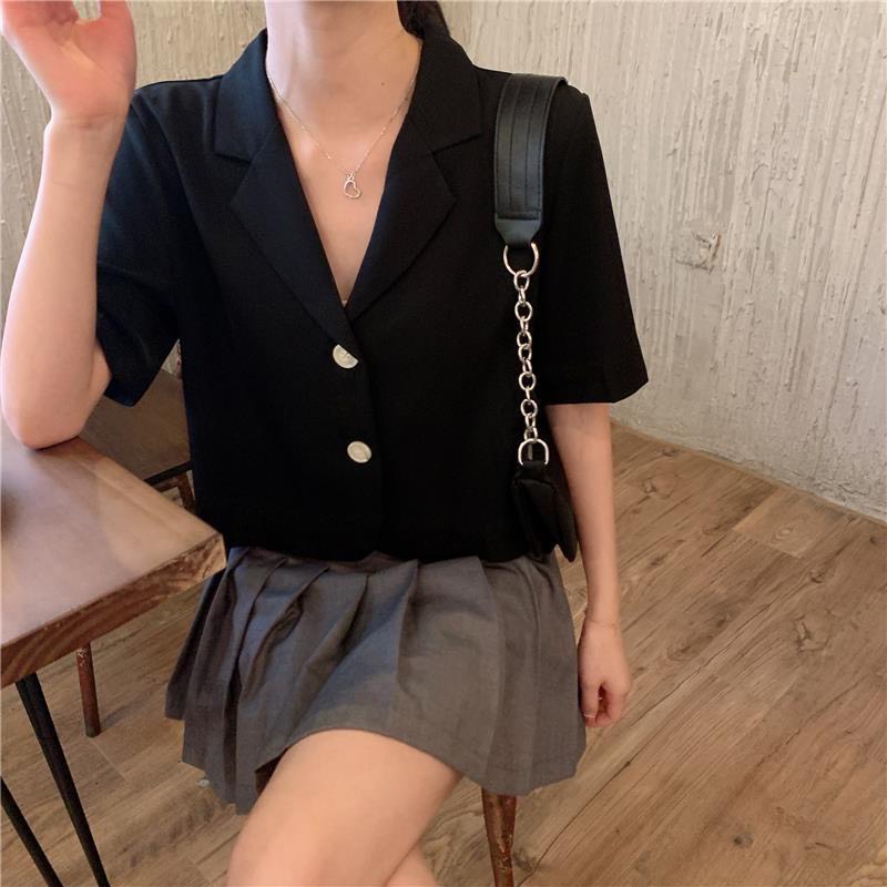 Áo Blazer Ngắn Tay Trơn Kiểu Dáng Croptop, Blazer Croptop Nữ Cộc Tay Dáng Ngắn1 lớp Vest Dáng Ngắn BL01