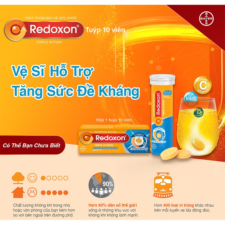 Viên Sủi Bổ Sung Vitamin C,D Và Kẽm Redoxon Triple Action (Tuyp 10 Viên)