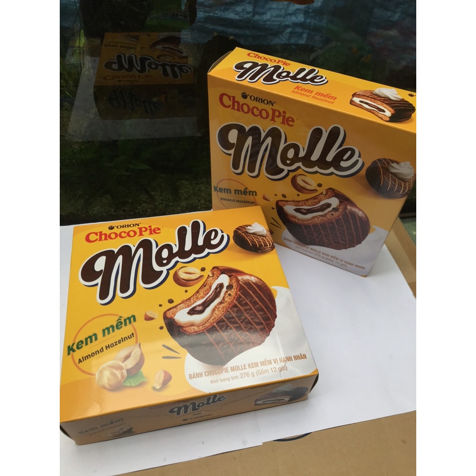 Bánh Choco Pie Orion Molle Vị Hạnh Nhân Almond Hazelnut (Hộp 12 cái)