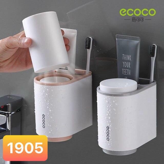 (Chọn màu) Bộ cắm bàn chải ECOCO 1905 dán cường lực siêu chắc. Tặng kèm 2 cốc