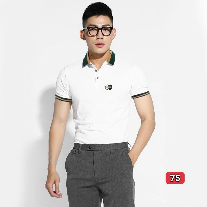 Áo thun nam có cổ đẹp, áo polo nam màu trắng thêu logo thêu chữ đẹp phong cách thời trang nam 2021 Muradfashion atn75