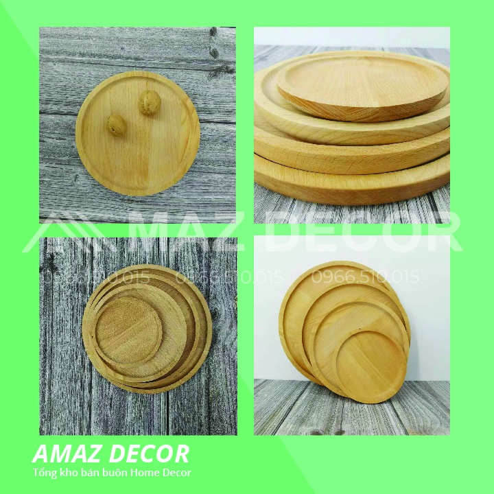 [Giá sỉ] Khay Đĩa gỗ decor nhiều hình dáng, gỗ đẹp, Dĩa gỗ tròn đựng bánh các cỡ giá rẻ