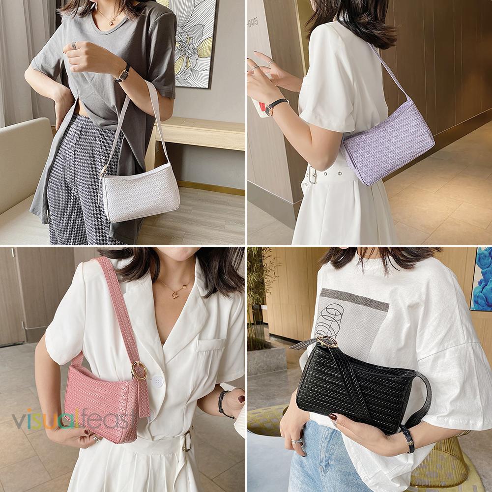 ❤Túi Tote Đeo Vai/Xách Tay Bằng Da PU Bện Nhỏ Cho Nữ