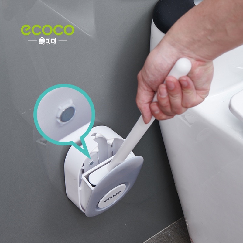 Cọ vệ sinh Silicon dẹt ECOCO mẫu mới treo hít từ tính, Chà cầu toilet nhà tắm tiết kiệm không gian