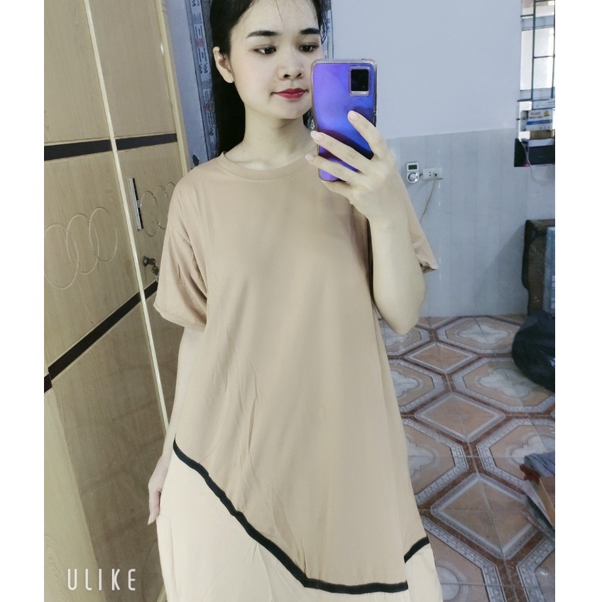 Váy bầu thời trang thiết kế xuông M116 chất Cotton 100% freesize từ 45 đến 70kg