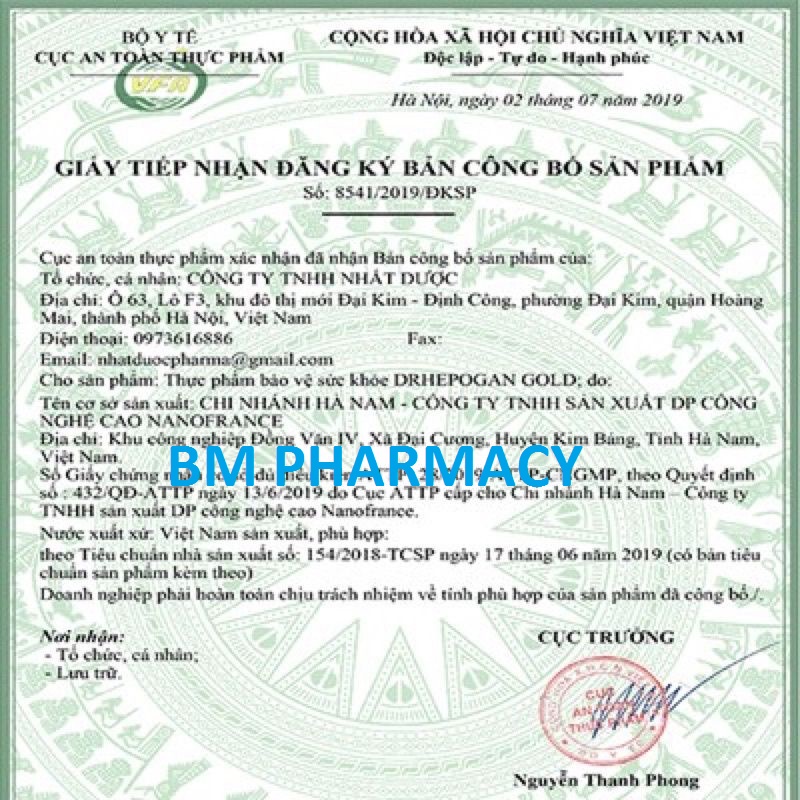 Viên giải độc gan DrHepogan Gold, giúp tăng cường chức năng gan, dùng cho người bị xơ gan, v.iêm gan, gan nhiễm mỡ