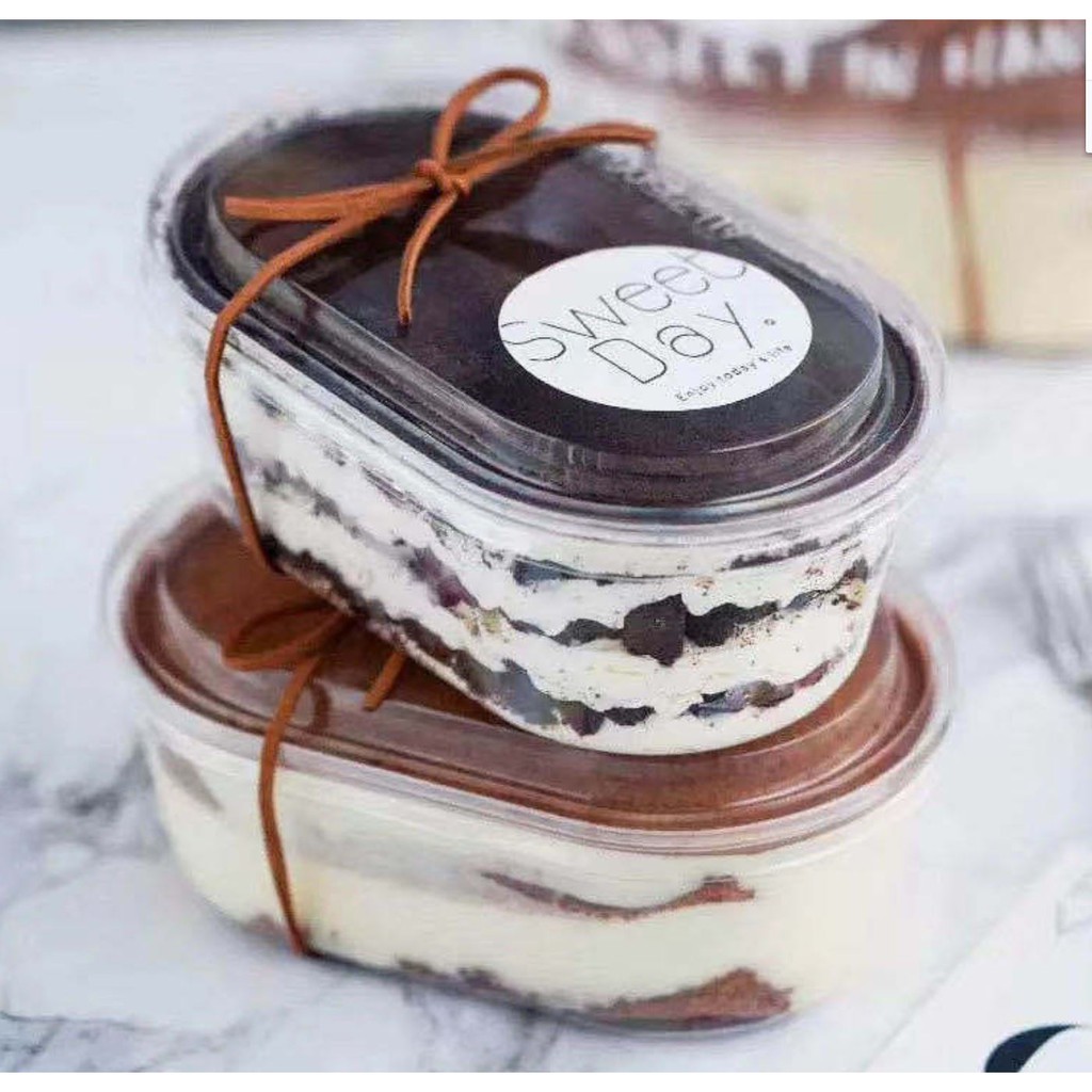 50 Cái Hộp Oval Nhựa Trong Ht150G Đựng Bánh Mousse, Tiramisu Bánh Các Loại