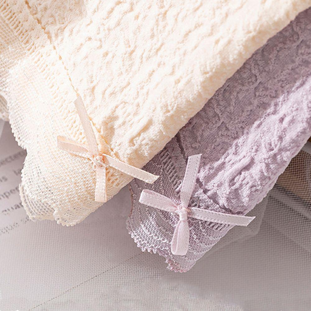 Quần Lót Cotton Phối Ren Không Đường May Thoáng Khí Phong Cách Nhật Bản Cho Nữ