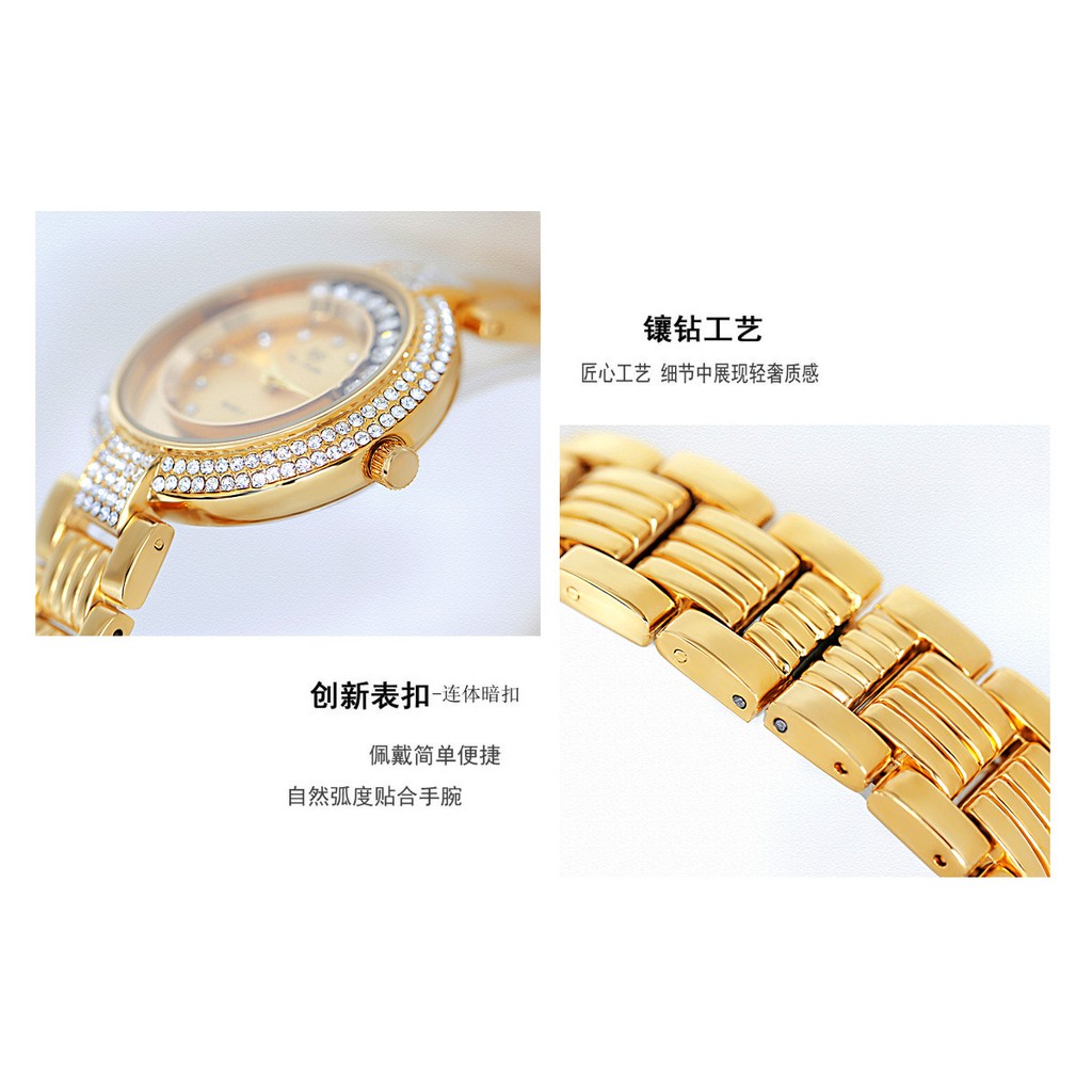 Đồng hồ nữ đẹp BEE SISTER, đồng hồ nữ chính hãng, mặt tròn, đính đá cao cấp, siêu sang, không thấm nước