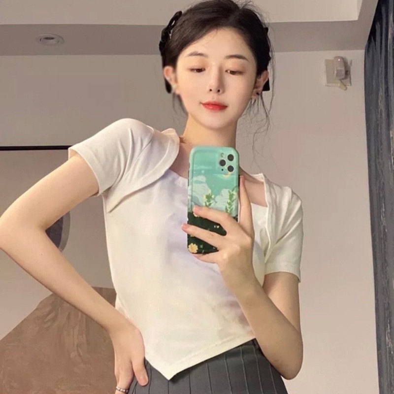 ÁO LAI VẠC NHỌN CHÉO TAY NGẮN (CT.CT) VẢI RÍP