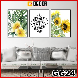Tranh treo tường canvas khung gỗ 3 bức hiện đại, tranh hoa trang trí phòng khách, phòng ngủ decor 24
