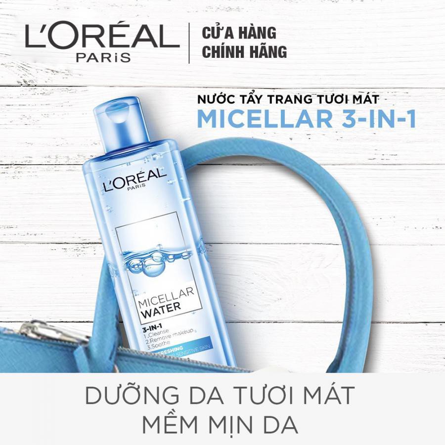 NƯỚC TẨY TRANG TƯƠI MÁT LOREAL 3-IN-1 DÀNH CHO DA DẦU & DA HỖN HỢP 400ML