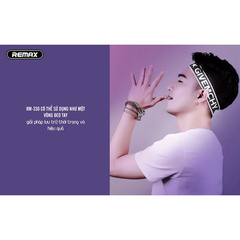 Tai nghe nhét tai có dây chân 3.5mm Remax RM-330 thiết kế thời trang có thể gấp dọn như vòng tay -iCybernet HN