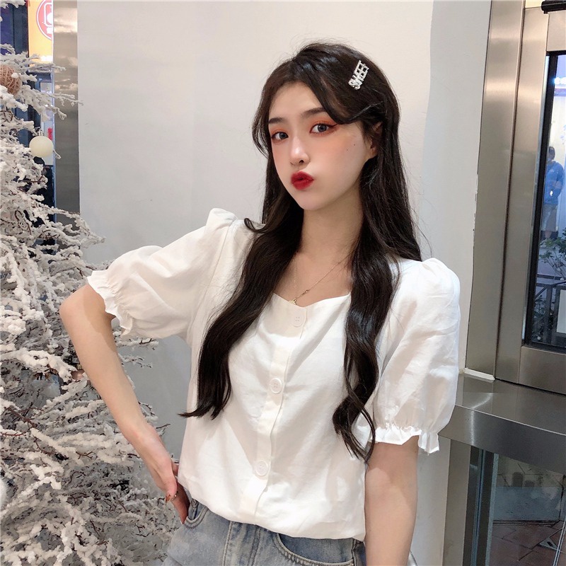 Áo Sơ Mi Tay Ngắn Dáng Rộng Phong Cách Hàn Quốc Thời Trang Mùa Hè Cho Nữ