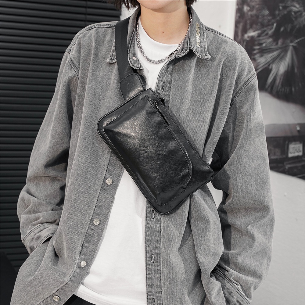 [FREE SHIP] Túi Da Đeo Ngực Nam thời trang đeo lưng M01, Túi đeo ngực phong cách Hàn Quốc màu đen quý phái | WebRaoVat - webraovat.net.vn