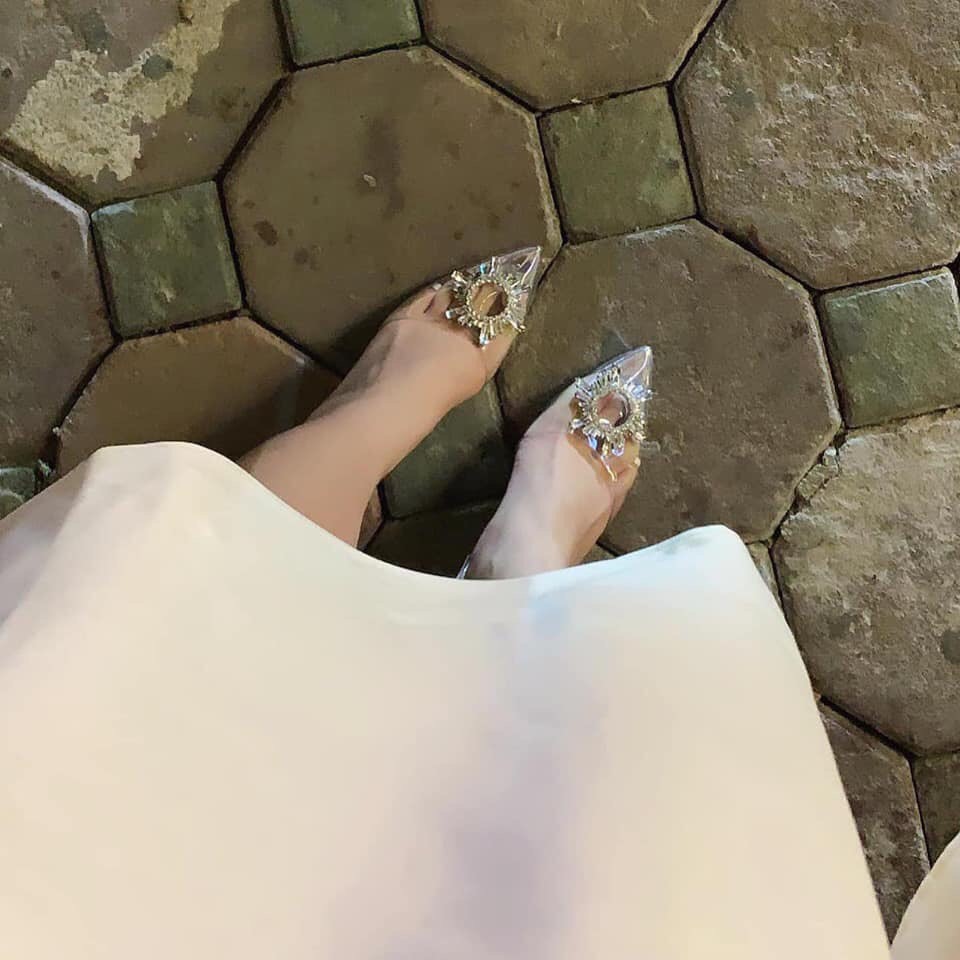 [HOT TREND] Giày cao gót công chúa quai trong đá tròn gót nhọn 6p siêu chảnh hot hit