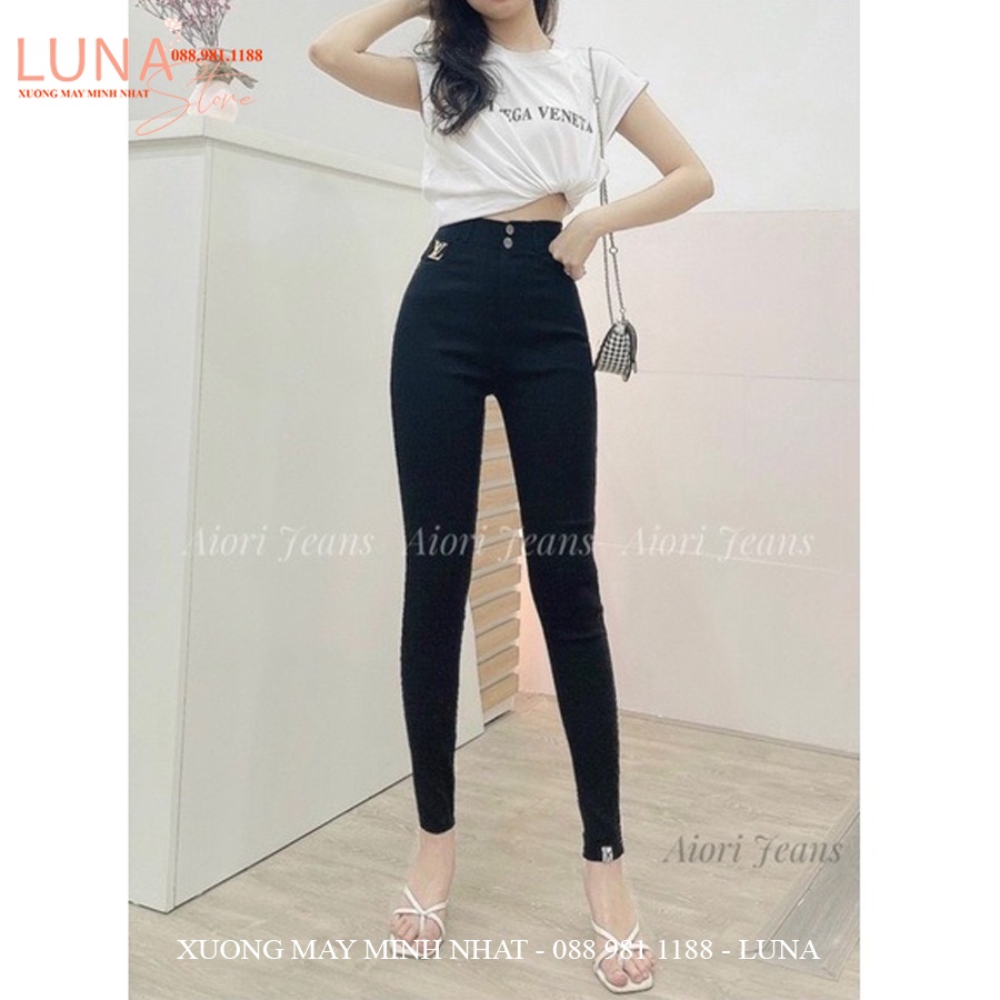 Quần legging cạp cao nữ ôm body 2 khuy hm dáng quần legging giả jean kaki đen dài vải umi dày co giãn gen bụng nâng mông | WebRaoVat - webraovat.net.vn