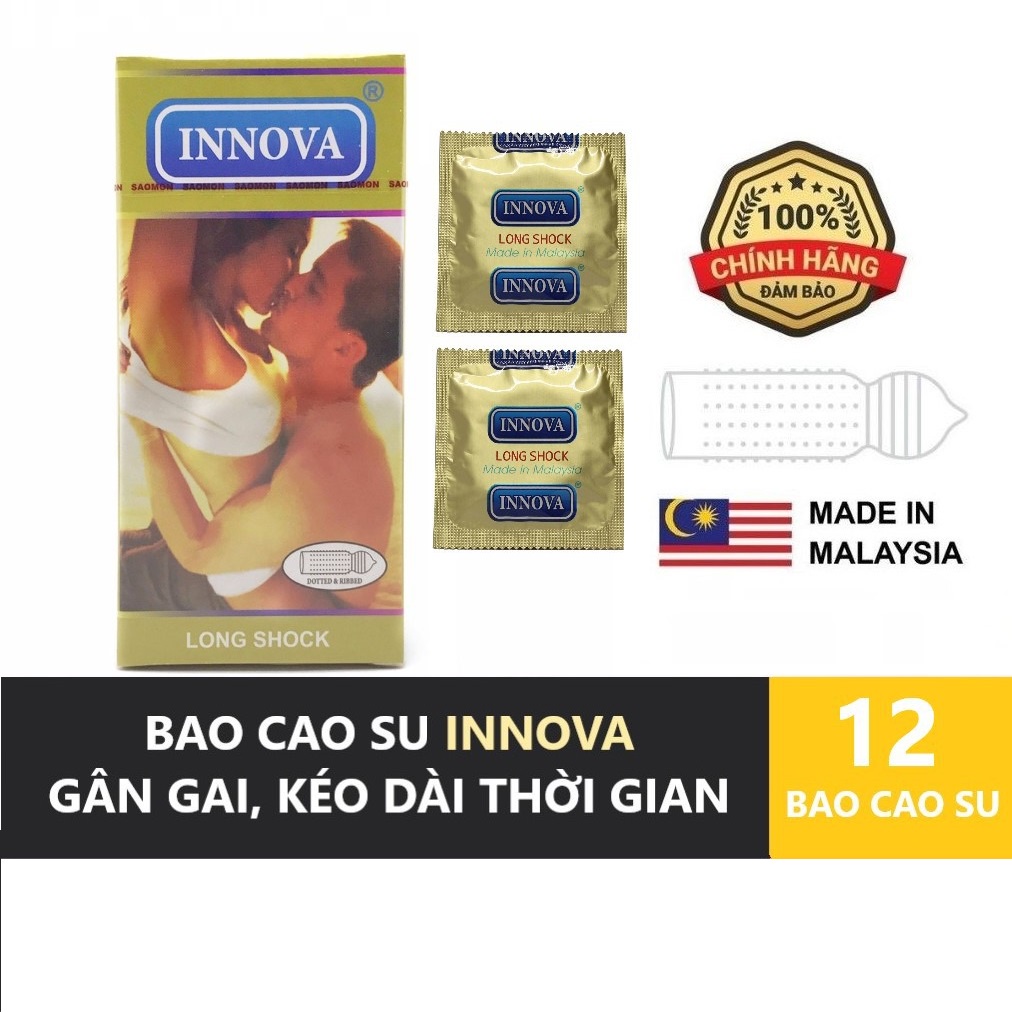 Bao Cao Su innova Vàng [Hộp 12C] - Loại Gân Gai Có Chất Chống Xuất Tinh Sớm Giúp Kéo Dài Thời Gian Q.Hệ Gấp 2 - 4 Lần