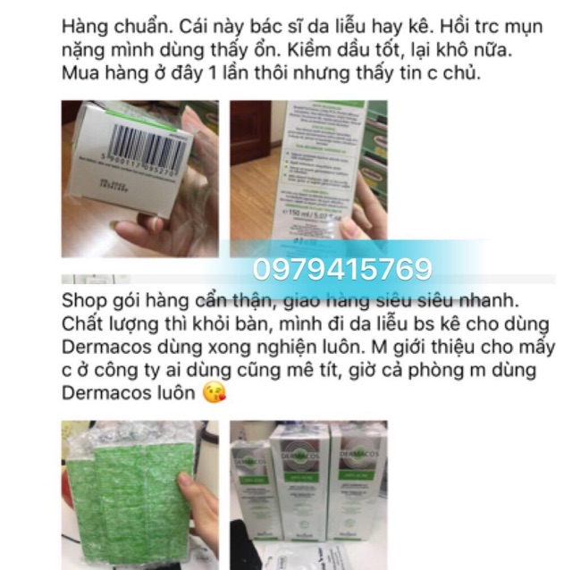 Sữa rửa mặt dermacos cho da dầu, da mụn