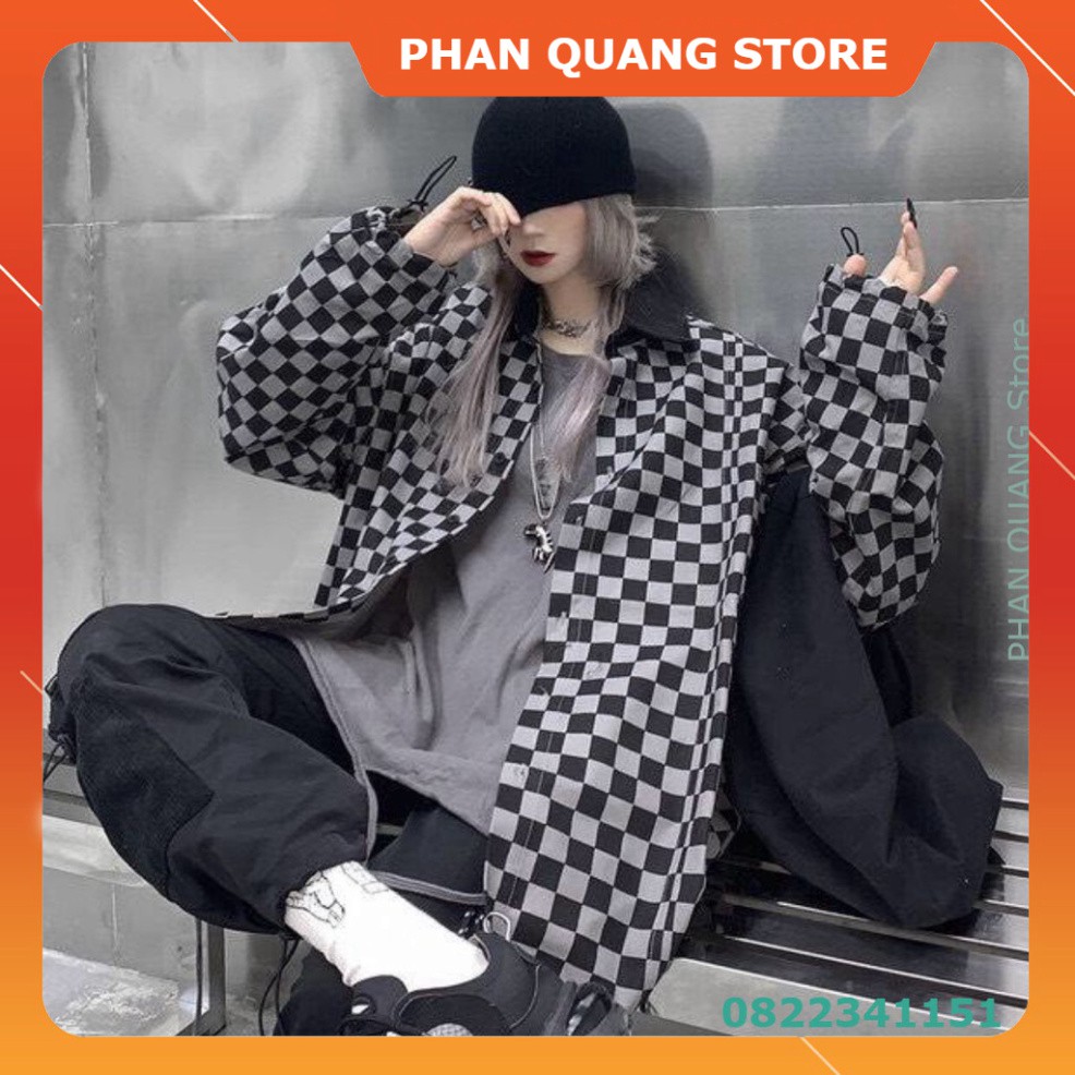 👗 ÁO KHOÁC KAKI KẺ CARO CỜ VUA - ÁO SƠ MI DÀI TAY Ô VUÔNG XANH ĐEN HỒNG PQ-Shop