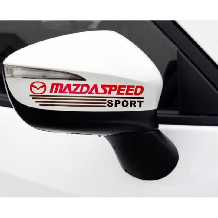 BỘ 2 TEM DÁN GƯƠNG CHIẾU HẬU Ô TÔ DECAL MAZDA SPEED