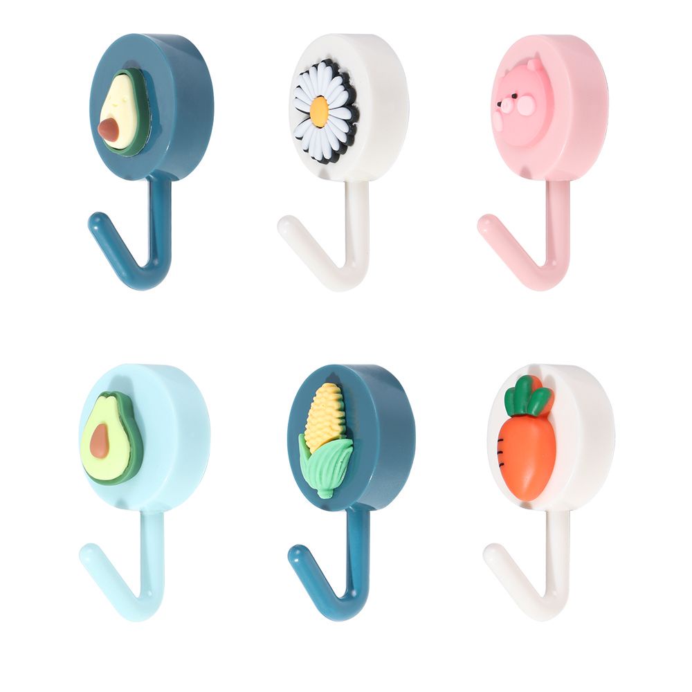 Móc treo đồ gắn tường bằng nhựa màu trơn không cần khoan lỗ