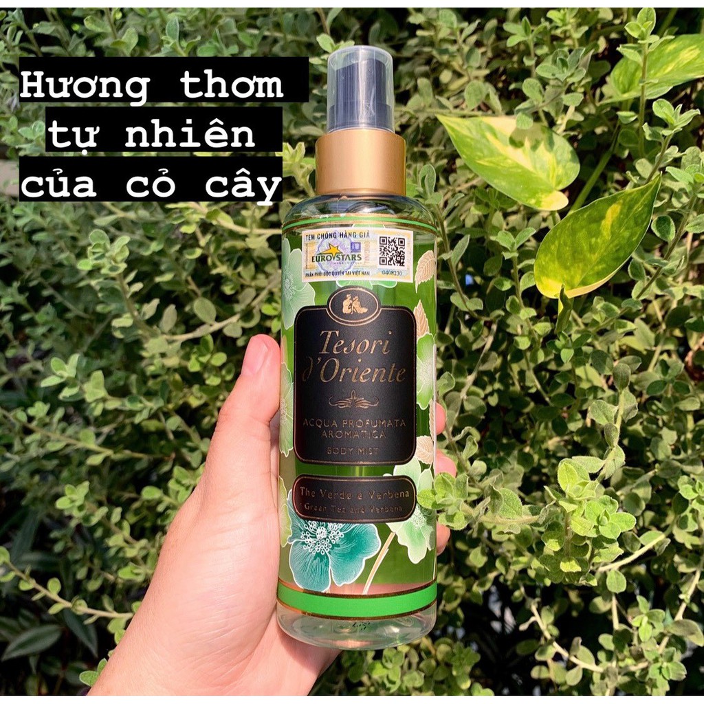 [Nhập MYPHMP3 giảm giá sốc] Xịt thơm dưỡng ẩm cơ thể (Body mist) Tesori d'Oriente Trà xanh và cỏ Verbena 200ml | BigBuy360 - bigbuy360.vn