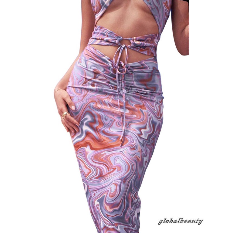 Đầm không tay cổ yếm phong cách mùa hè thời trang quyến rũ