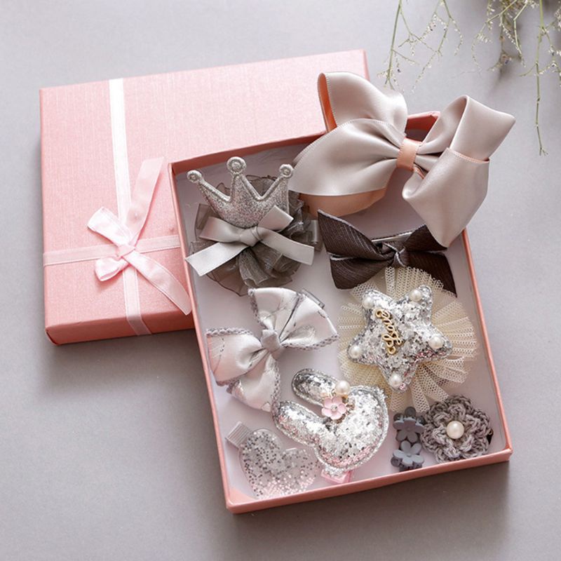 Set 10 Kẹp Tóc Ruy Băng Dễ Thương Cho Bé Gái